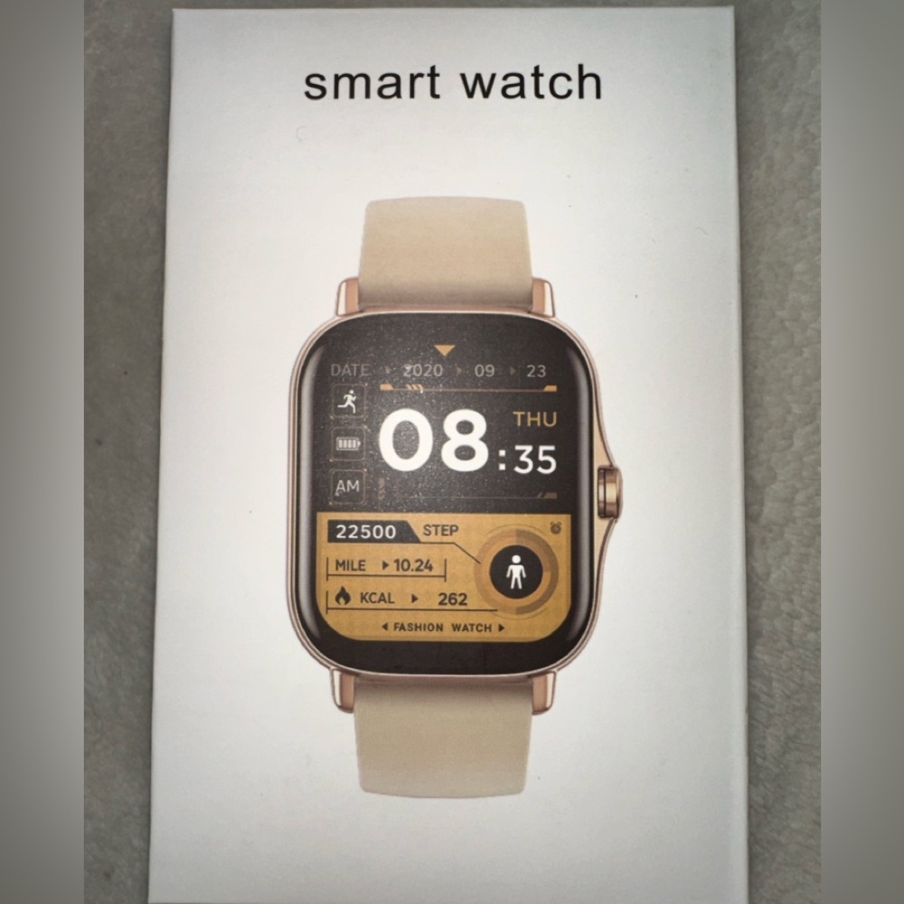 Smart Watch with black Band works with iPhone and android phones